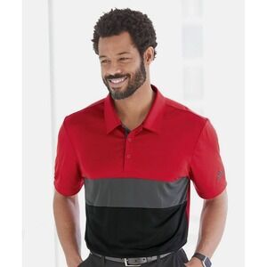 ADIDAS Golf Men's Red/Gray/Black Sport Dri-Fit Golf Polo Shirt Size XL Athletic